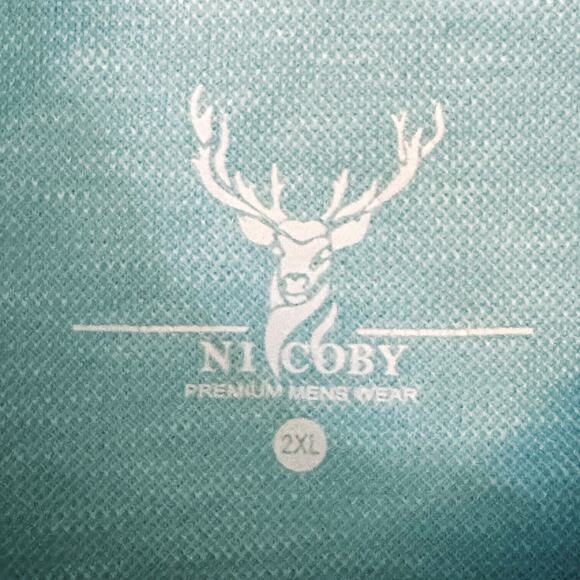 Nicoby Polo Shirt Mens 2XL Lt Blue Heathered Short Sleeve Soft Modal Blend - Picture 3 of 7